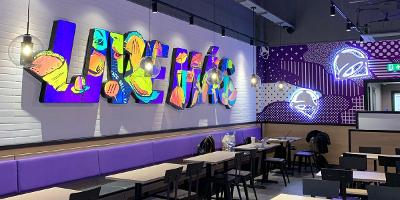 Taco Bell interior Taco Bell seating area